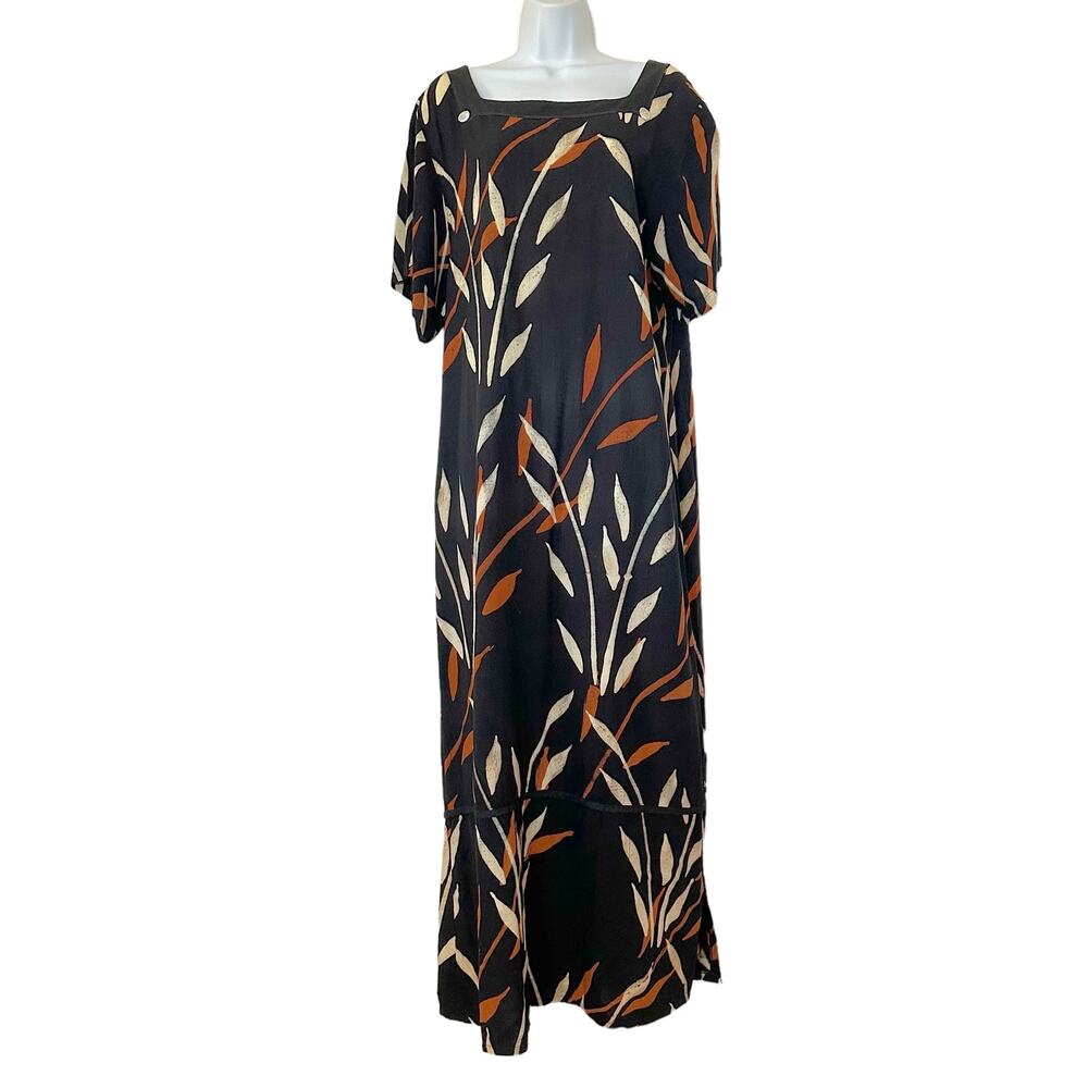 Pacific Passport Short Sleeve Shift Maxi Dress Vintage 90s Size XL